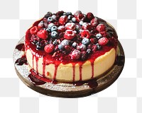 Mixed berries cheesecake png sticker, food isolated image, transparent background