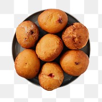 Spanish buñuelo png traditional fried dough balls sticker, transparent background