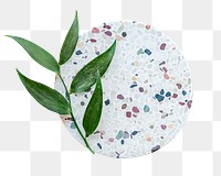 Terrazzo dish & leaf png sticker isolated image, transparent background