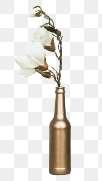 Png white magnolia sticker, home decor, transparent background