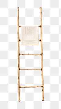 Png towel hanging on ladder sticker, transparent background