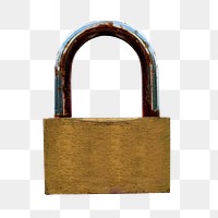 Golden padlock png sticker, transparent background