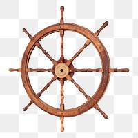 Wooden boat helm png sticker, transparent background