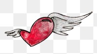 Winged heart png Valentine's sticker, transparent background