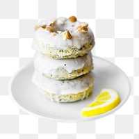 Lemon donuts png sticker, transparent background