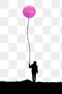 Person holding balloon png sticker, transparent background