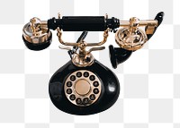 Rotary dial telephone png sticker, transparent background