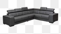 Black sofa png furniture sticker, transparent background