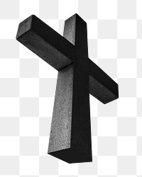 Black crucifix png religion sticker, transparent background