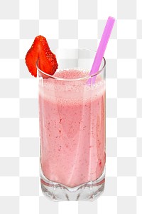 Strawberry smoothie drink png sticker, transparent background