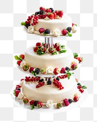 Berry wedding cake png sticker, transparent background