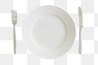 Plate and cutlery png sticker, transparent background