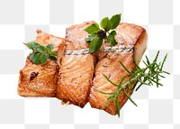 Salmon steaks png sticker, transparent background