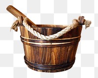 Wooden bucket png sticker, transparent background