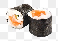 Salmon sushi roll png sticker, transparent background
