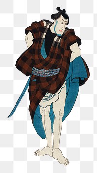 Oyone Magoshichi Taheiji png, transparent background, Japanese ukiyo-e woodblock print by Utagawa Kuniyoshi. Remixed by rawpixel.