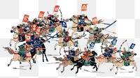 Kawanakajima no Kassen png, transparent background, Japanese ukiyo-e woodblock print by Utagawa Kuniyoshi. Remixed by rawpixel.