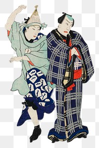 Png Chotto Hitokuchi Hauta no Ateburi sticker, Japanese ukiyo-e style illustration on transparent background. Remixed by rawpixel.