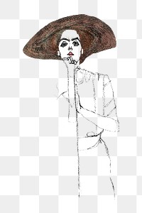 Png Egon Schiele’s Portrait of a Woman sticker, line art drawing, transparent background. Remixed by rawpixel.