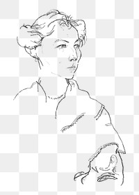 Lilly Steiner png sticker, line art drawing by Egon Schiele, transparent background. Remixed by rawpixel.