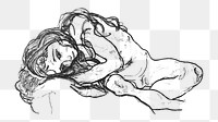 Png Egon Schiele’s Girl sticker, line art drawing, transparent background. Remixed by rawpixel.