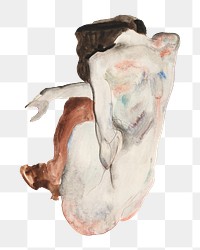 Png Egon Schiele’s naked lady sticker, line art drawing, transparent background. Remixed by rawpixel.