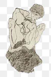 Png Egon Schiele’s naked woman sticker, line art drawing, transparent background. Remixed by rawpixel.