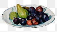 Png Cezanne&rsquo;s Plate with Fruit sticker, still life painting, transparent background.  Remixed by rawpixel.