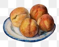 Png Cezanne&rsquo;s Four Peaches  sticker, still life painting, transparent background.  Remixed by rawpixel.