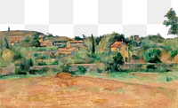 Png Cezanne’s  Bellevue Plain border, post-impressionist landscape painting, transparent background.  Remixed by rawpixel.