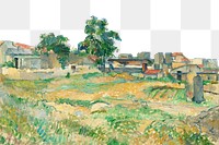 Png Cezanne’s Landscape near Paris border, post-impressionist landscape painting, transparent background.  Remixed by rawpixel.