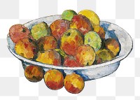 Png Cezanne’s Plate of Apples  sticker, still life painting, transparent background.  Remixed by rawpixel.