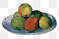 Png Cezanne’s Plate of Fruit sticker, still life painting, transparent background.  Remixed by rawpixel.