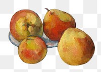 Png Cezanne’s Apples  sticker, still life painting, transparent background.  Remixed by rawpixel.