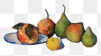 Png Cezanne’s fruits sticker, still life painting, transparent background.  Remixed by rawpixel.