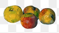 Png Cezanne’s Apples sticker, still life painting, transparent background.  Remixed by rawpixel.