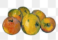 Png Cezanne’s Apples sticker, still life painting, transparent background.  Remixed by rawpixel.