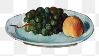 Png Cezanne&rsquo;s Grapes and Peach  sticker, still life painting, transparent background.  Remixed by rawpixel.