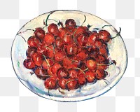 Png Cezanne’s Cherries sticker, still life painting, transparent background.  Remixed by rawpixel.