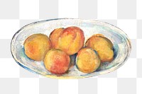 Png Cezanne&rsquo;s Peaches sticker, still life painting, transparent background.  Remixed by rawpixel.
