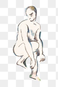 Png Cezanne’s Bathers sticker, post-impressionist portrait painting, transparent background.  Remixed by rawpixel.