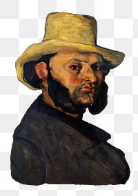 Png Cezanne’s Gustave Boyer in a Straw Hat sticker, post-impressionist portrait painting, transparent background.  Remixed by rawpixel.