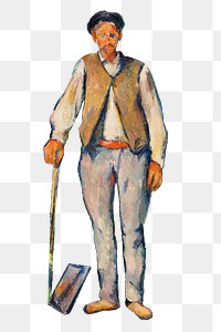 Png Cezanne’s Gardener sticker, post-impressionist portrait painting, transparent background.  Remixed by rawpixel.