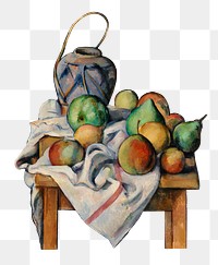 Png Cezanne’s Ginger Jar sticker, still life painting, transparent background.  Remixed by rawpixel.