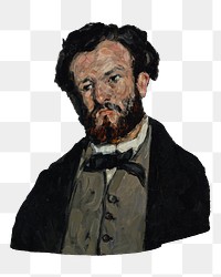 Png Cezanne’s Anthony Valabrègue sticker, post-impressionist portrait painting, transparent background.  Remixed by rawpixel.