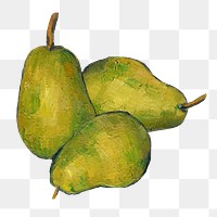 Png Cezanne&rsquo;s Three Pears sticker, still life painting, transparent background.  Remixed by rawpixel.