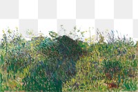 Grass field png Claude Monet's border sticker, transparent background. Remastered by rawpixel.