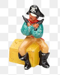 Pistol-Packing Pirate png still bank on transparent background.    Remastered by rawpixel