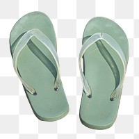 Green sandals png sticker isolated image, transparent background