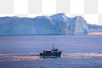 PNG ship & frozen sea border, transparent background